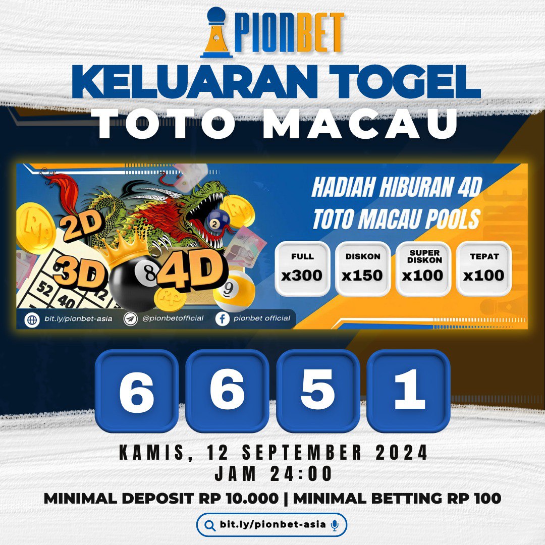 Result Toto Macau P6 | Kamis, 12 September 2024